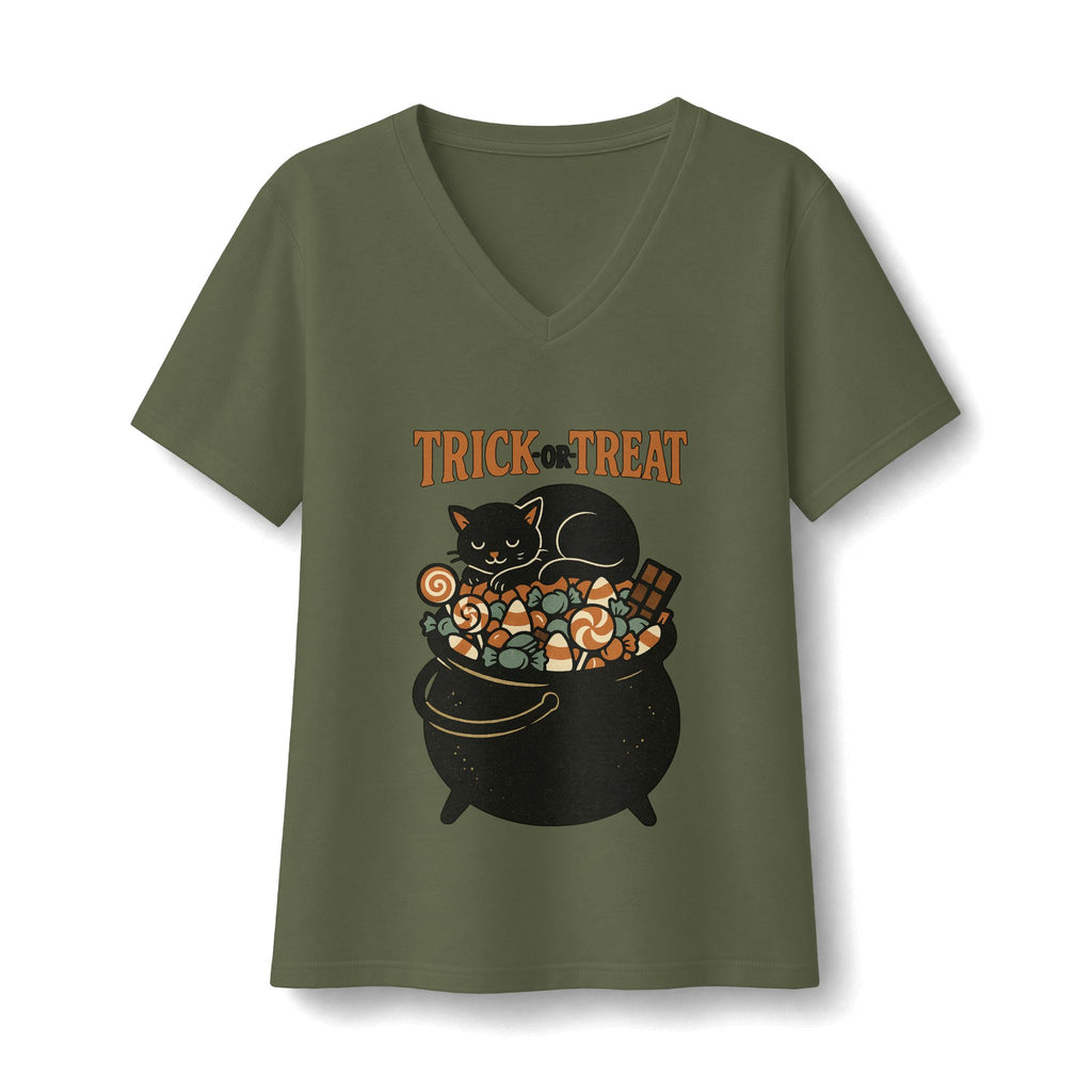 Trick Or Treat Candy Cauldron V-Neck T-Shirt