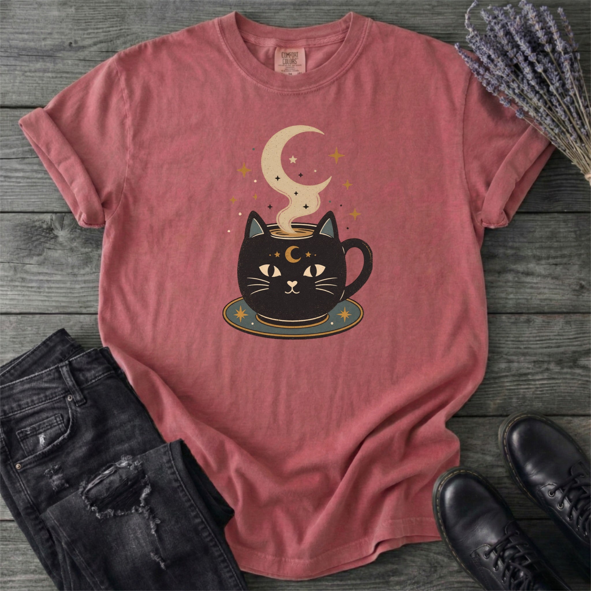Celestial Cat Coffee T-Shirt