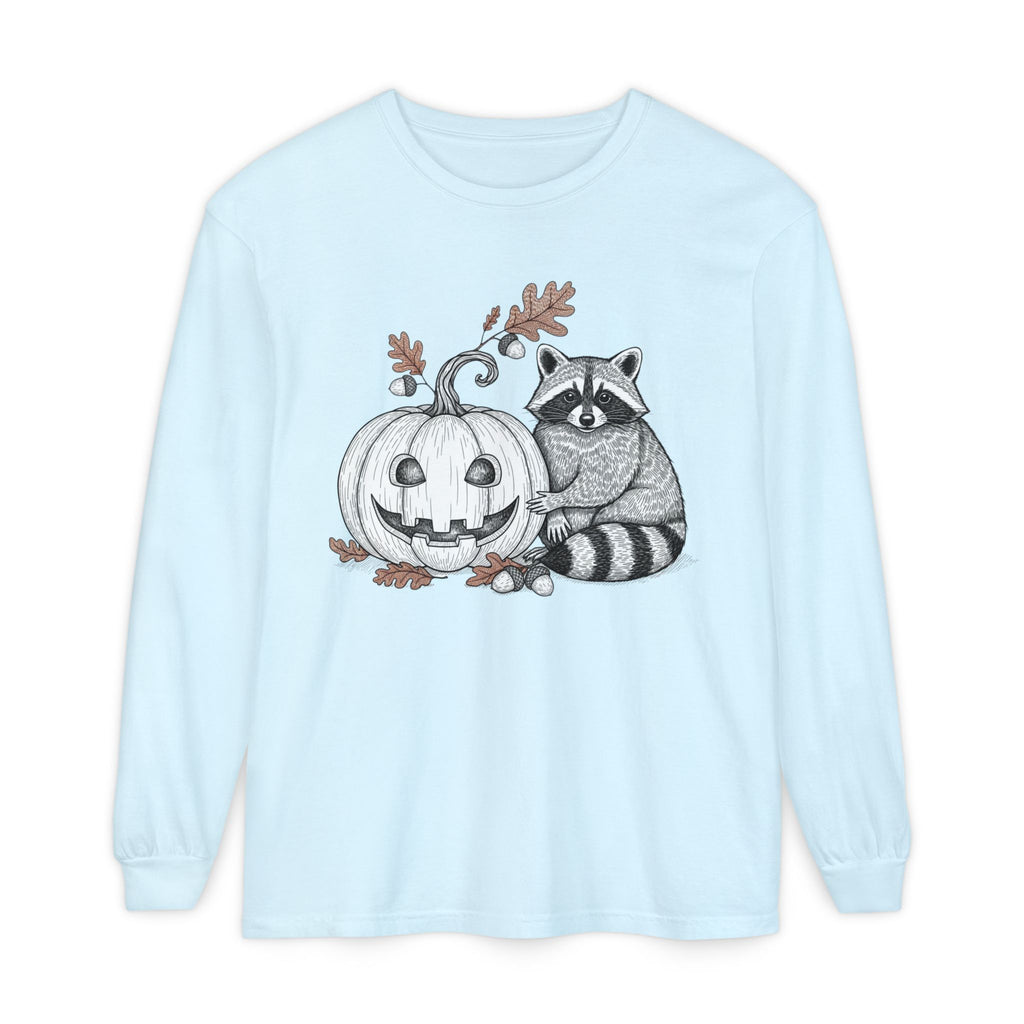 Raccoon And Pumpkin Long Sleeve T-Shirt