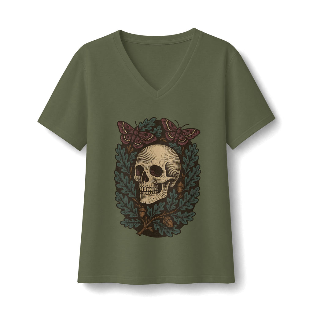Skull And Moths V-Neck T-Shirt