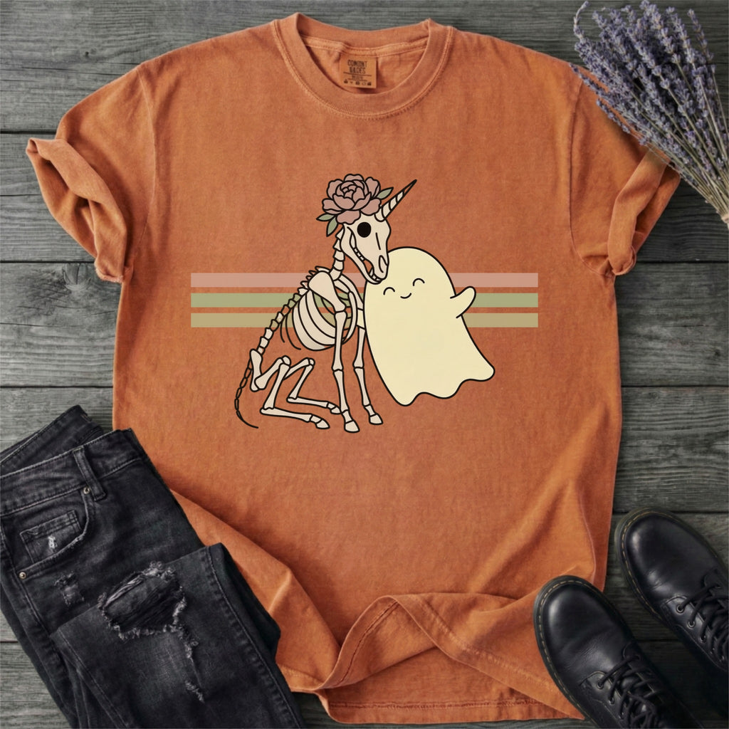Unicorn Skeleton Ghost Hug T-Shirt