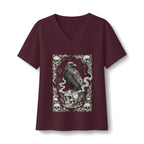 Raven Skull Card V-Neck T-Shirt