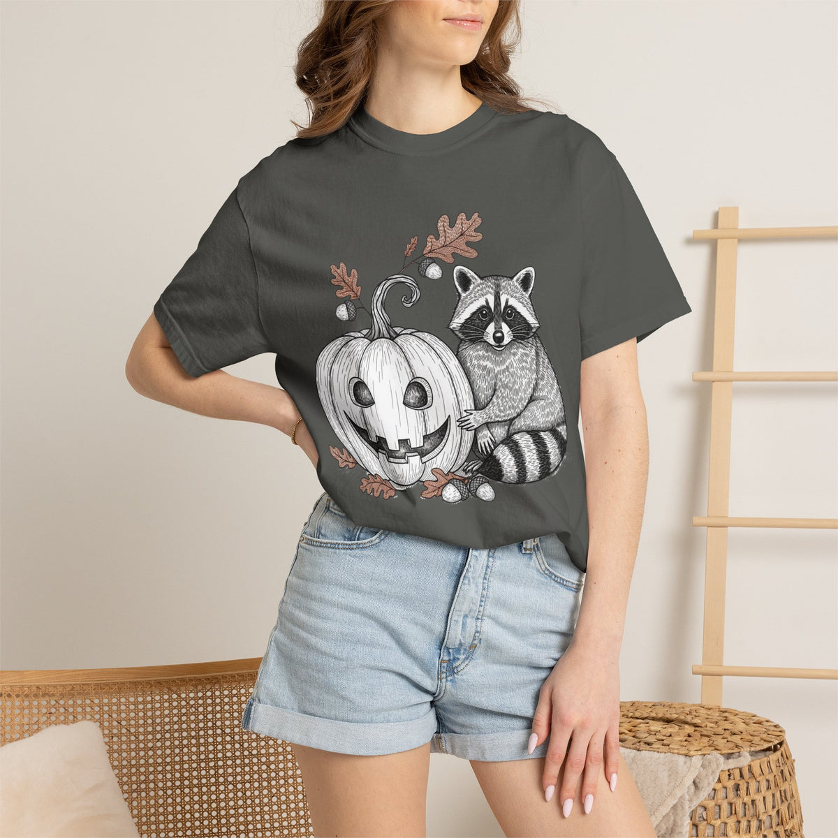 Raccoon And Pumpkin T-Shirt