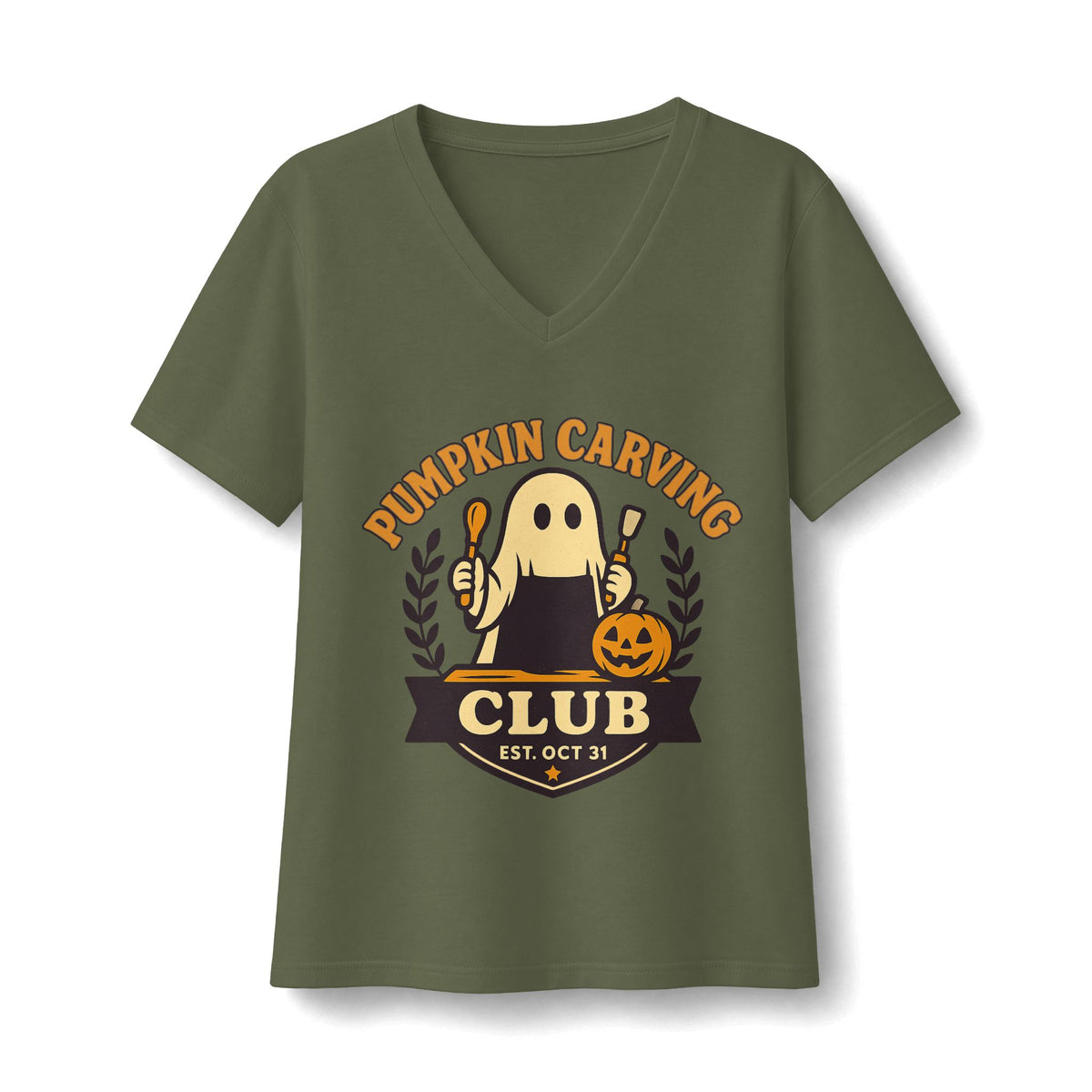 Pumpkin Carving Club V-Neck T-Shirt