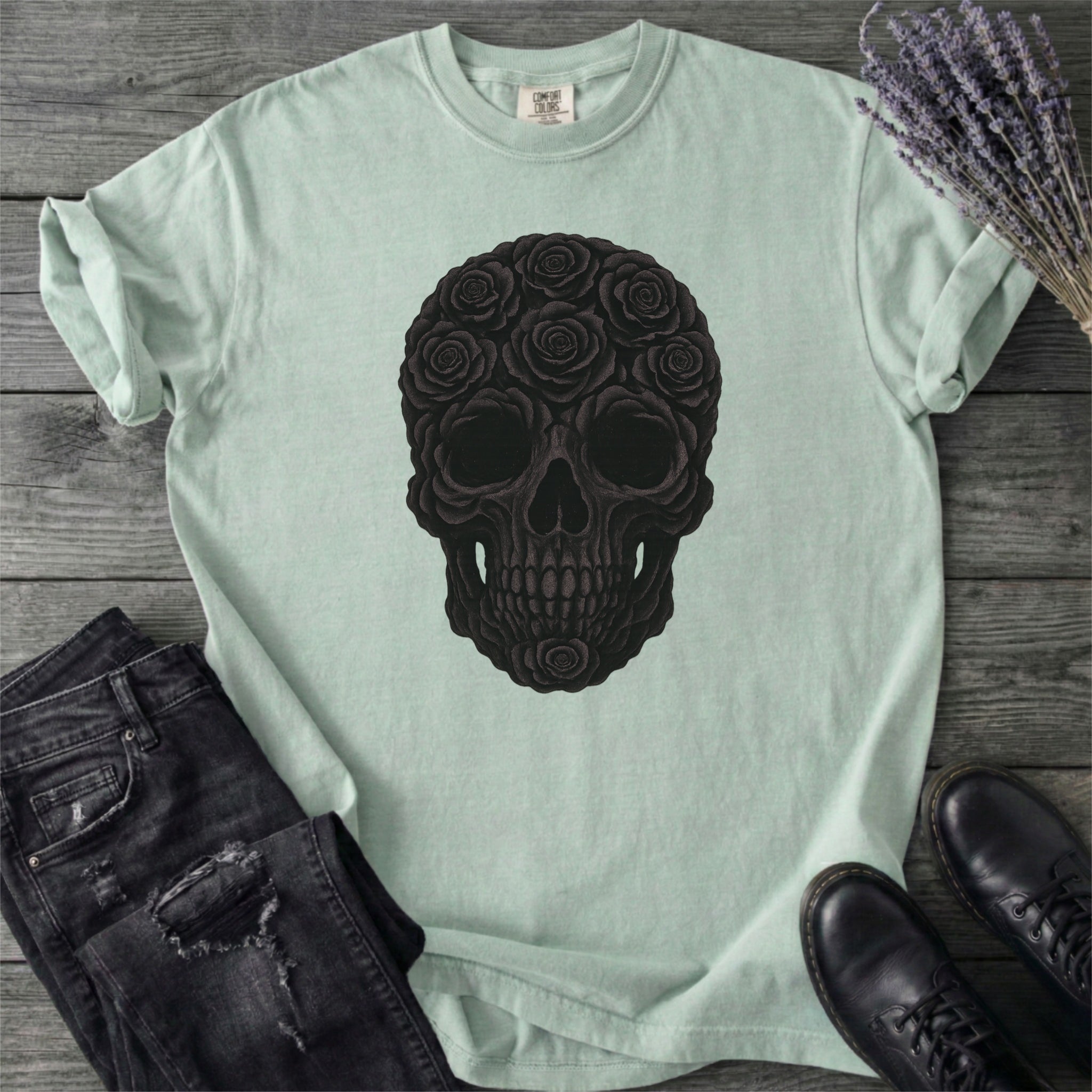 Black Rose Skull T-Shirt