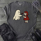 Ghost Giving Girl Flower T-Shirt