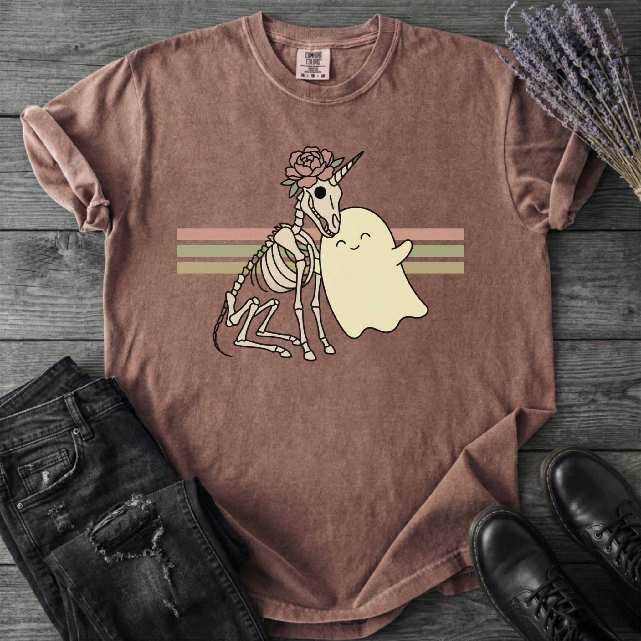 Unicorn Skeleton Ghost Hug T-Shirt