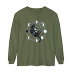 black cat pouncing on moon phases Long Sleeve T-Shirt