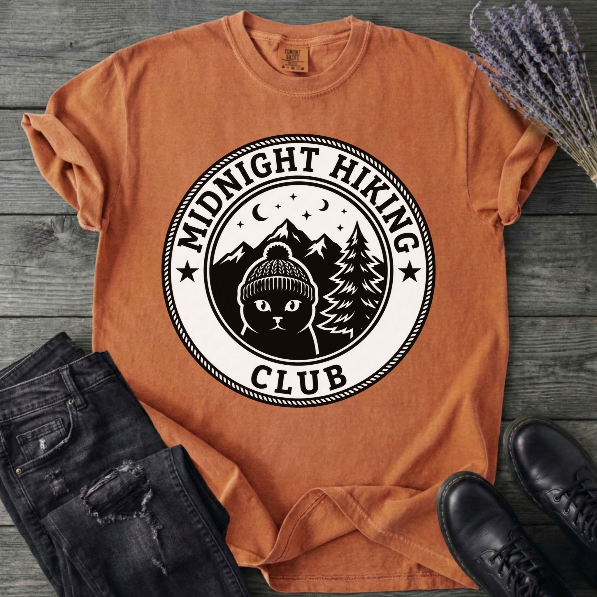 Black Cat Midnight Hiking Club T-Shirt