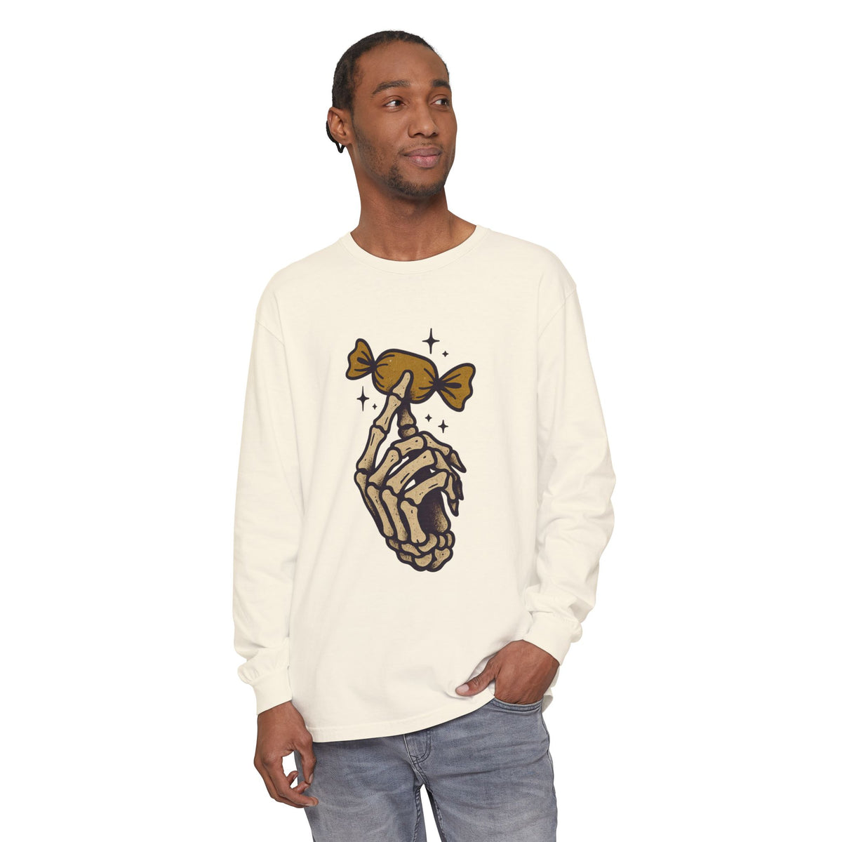 Skeleton Hand Holding Candy Long Sleeve T-Shirt