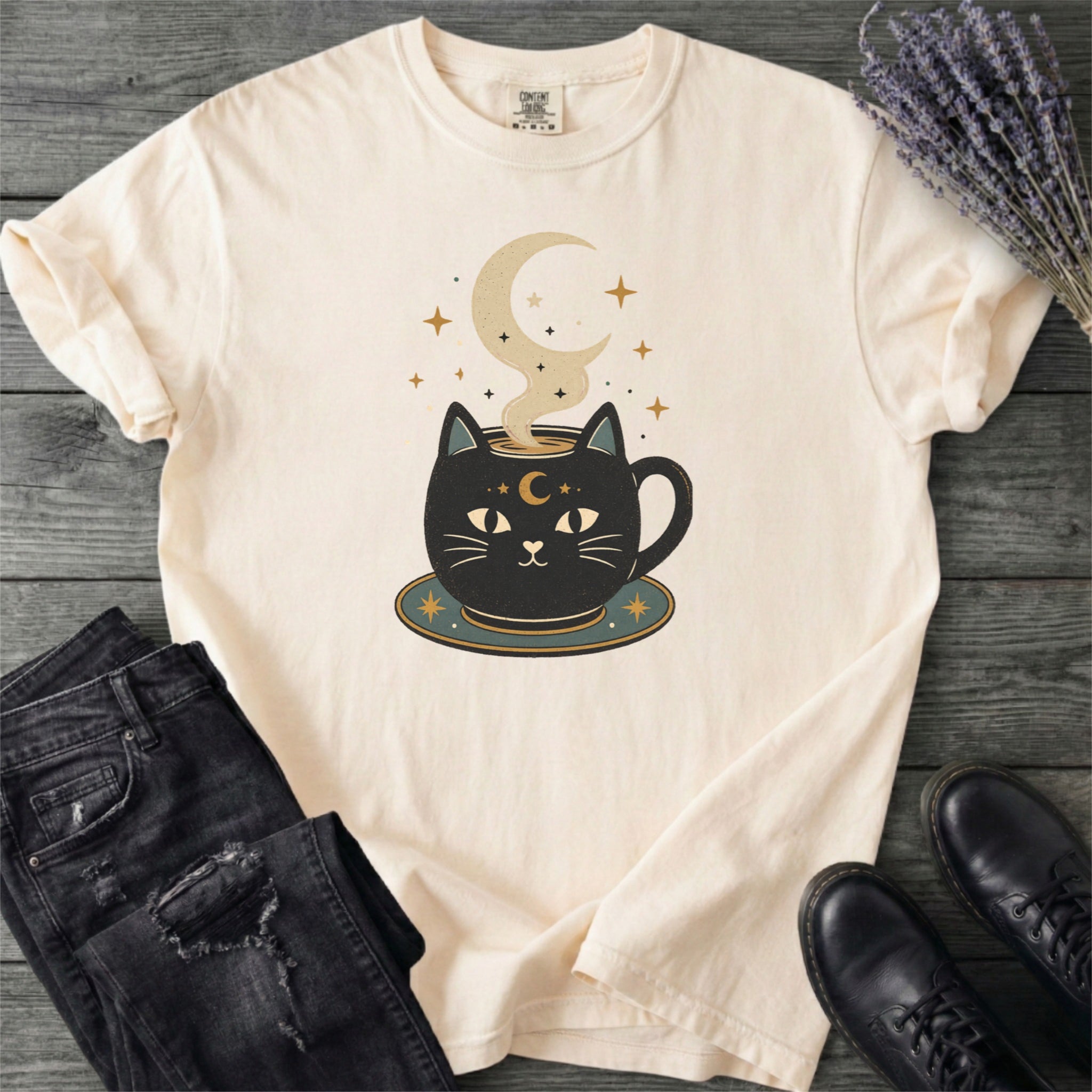 Celestial Cat Coffee T-Shirt