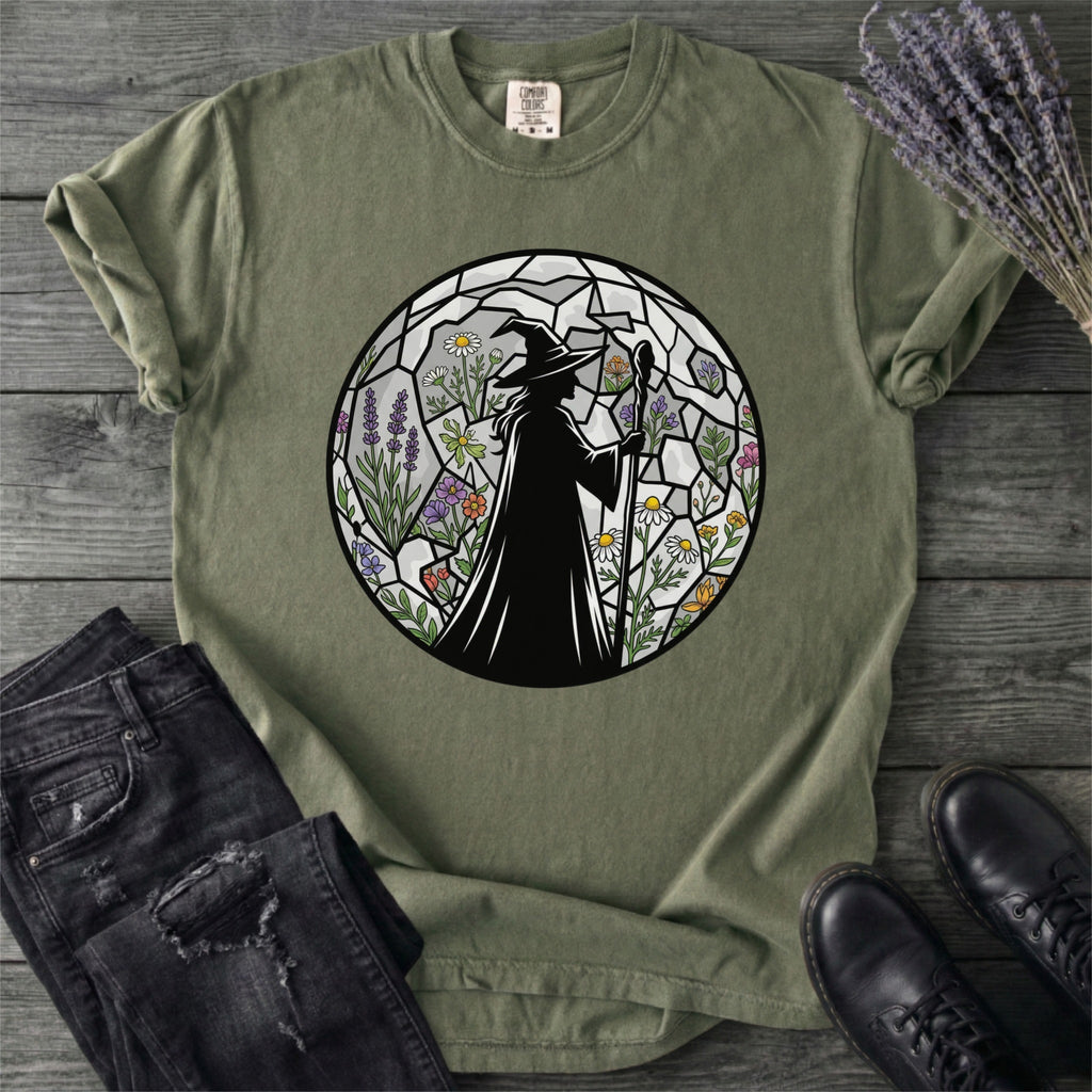 Stained Glass Botanical Witch T-Shirt