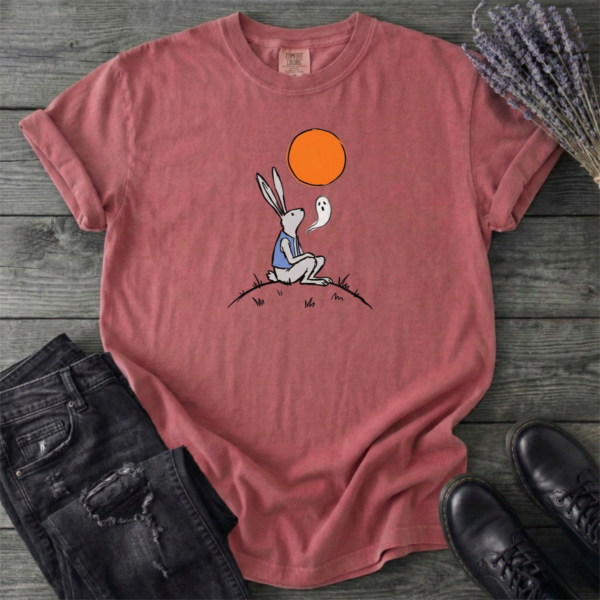 Moonlit Rabbit And Ghost T-Shirt
