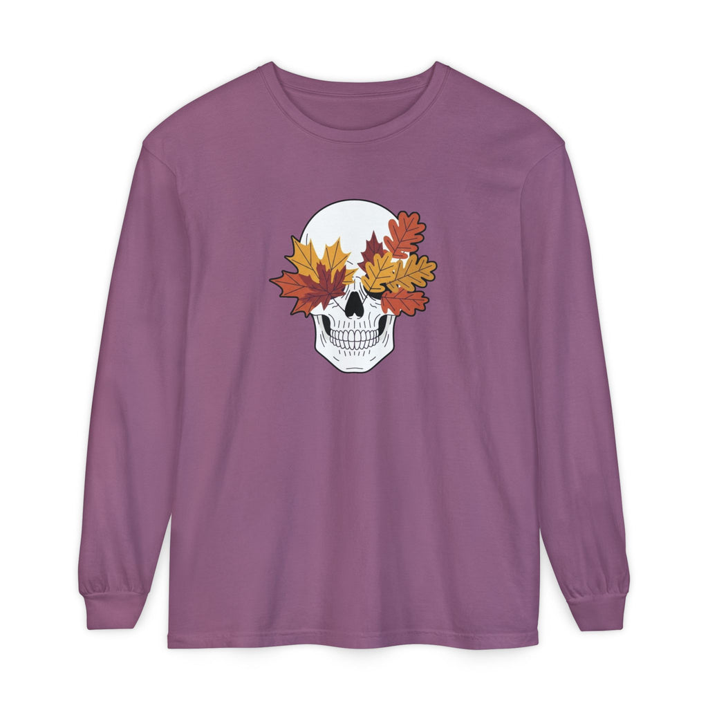 Fall Leaf Skull Long Sleeve T-Shirt