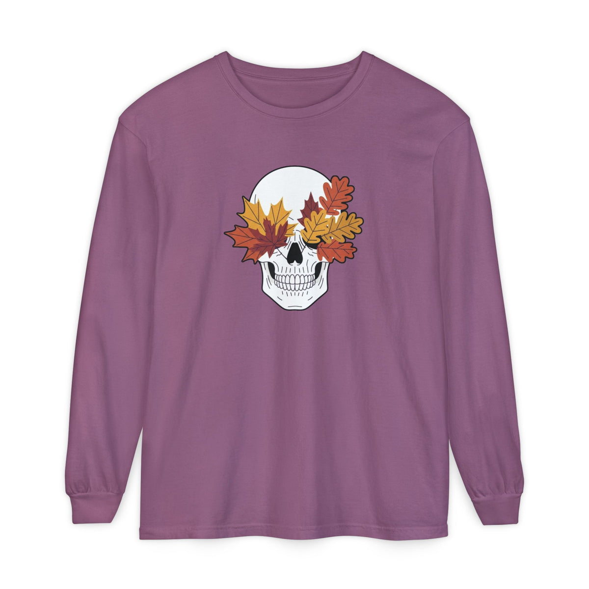 Fall Leaf Skull Long Sleeve T-Shirt