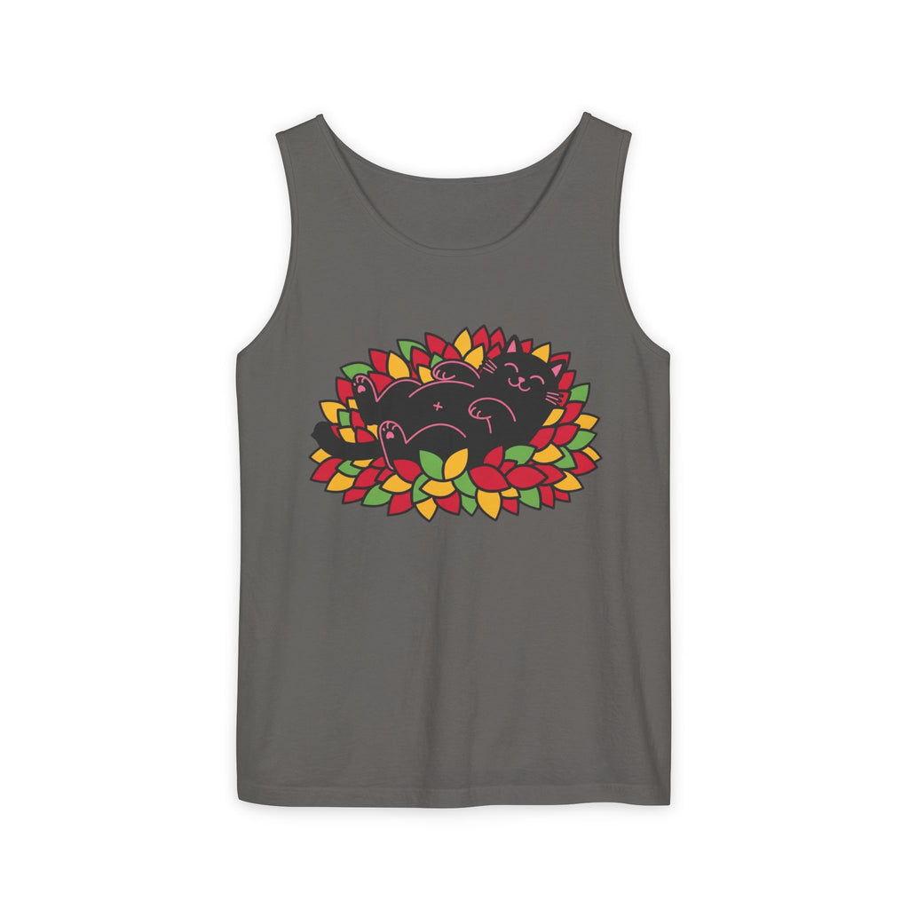 Black Cat Rolling Leaves Tank Top