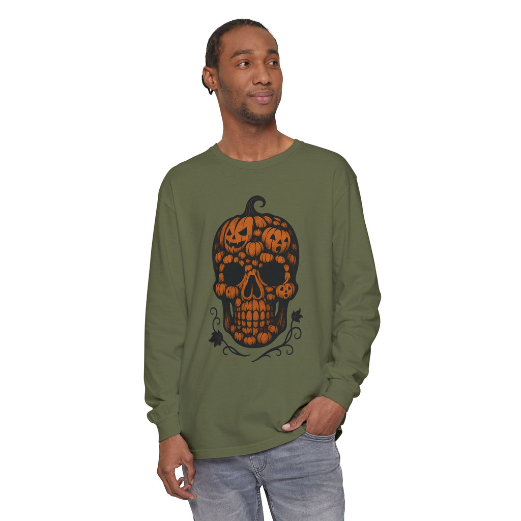 Pumpkin Skull Long Sleeve T-Shirt