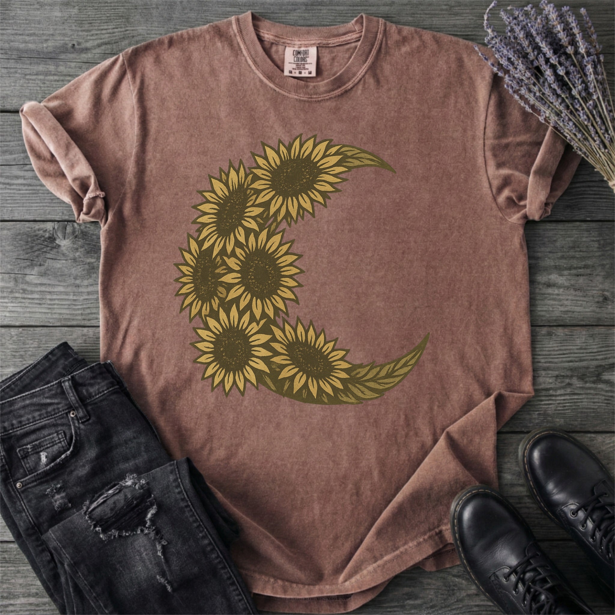 Crescent Moon Sunflowers T-Shirt