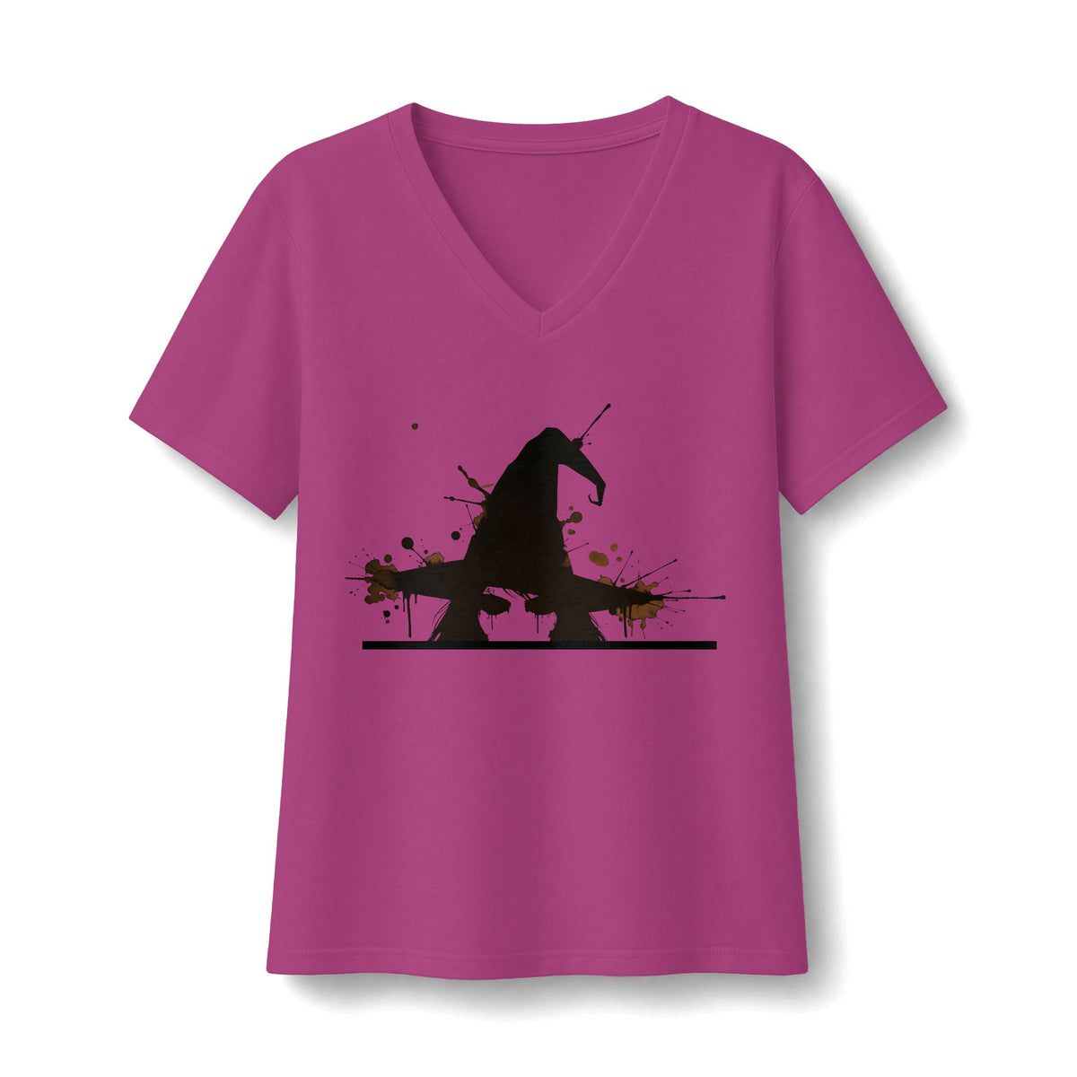 Ink Splatter Grunge Witch V-Neck T-Shirt