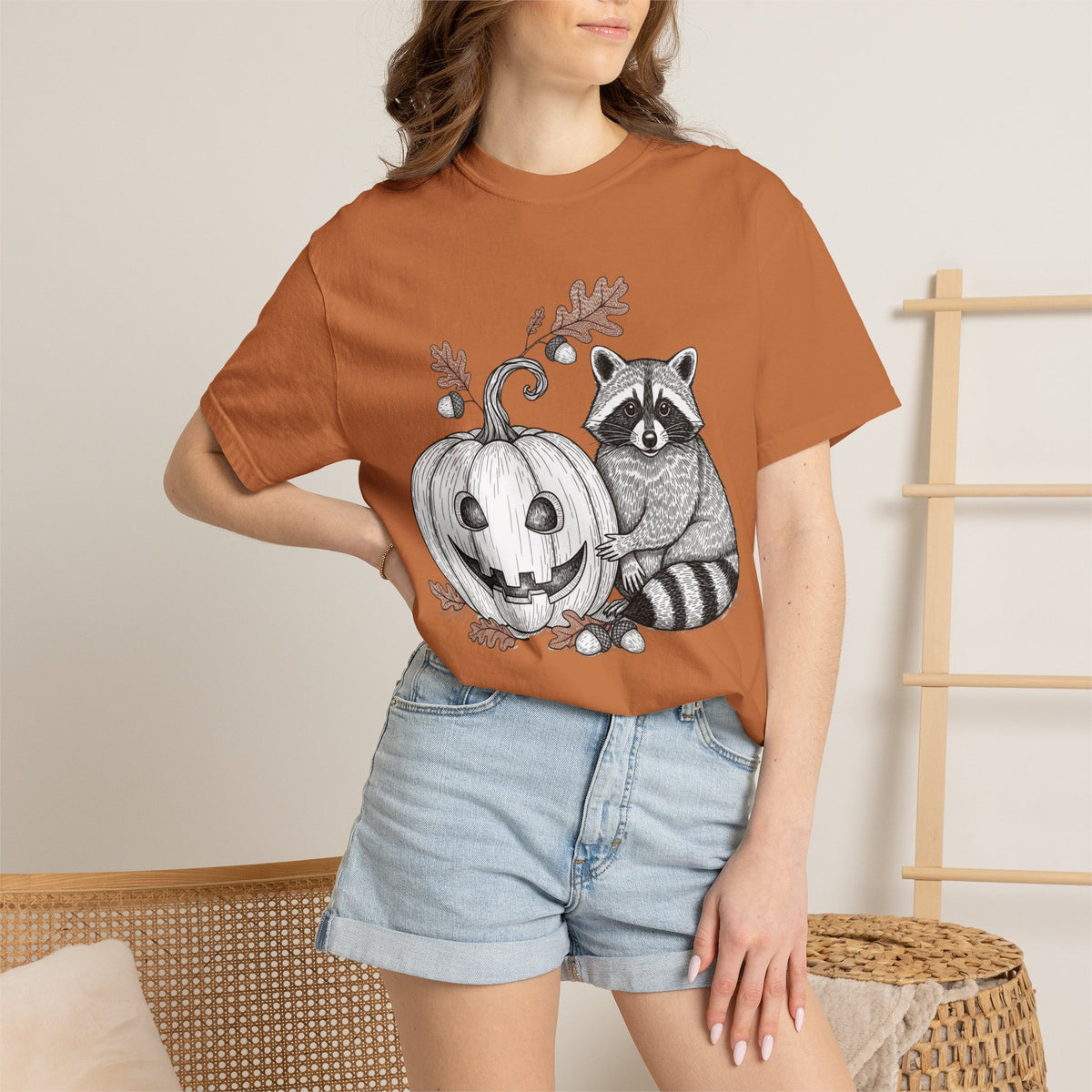 Raccoon And Pumpkin T-Shirt
