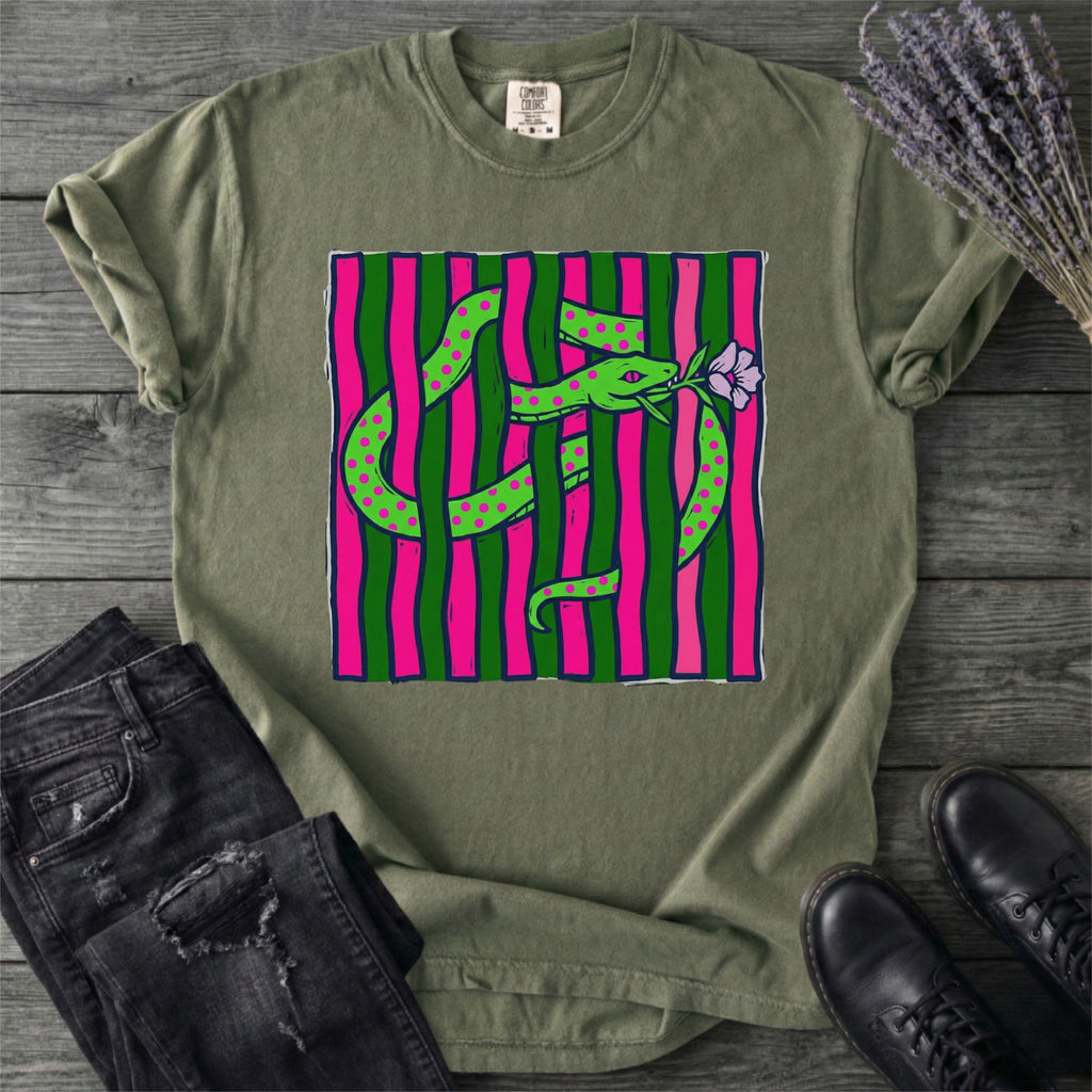 Bright Snake With Flower T-Shirt