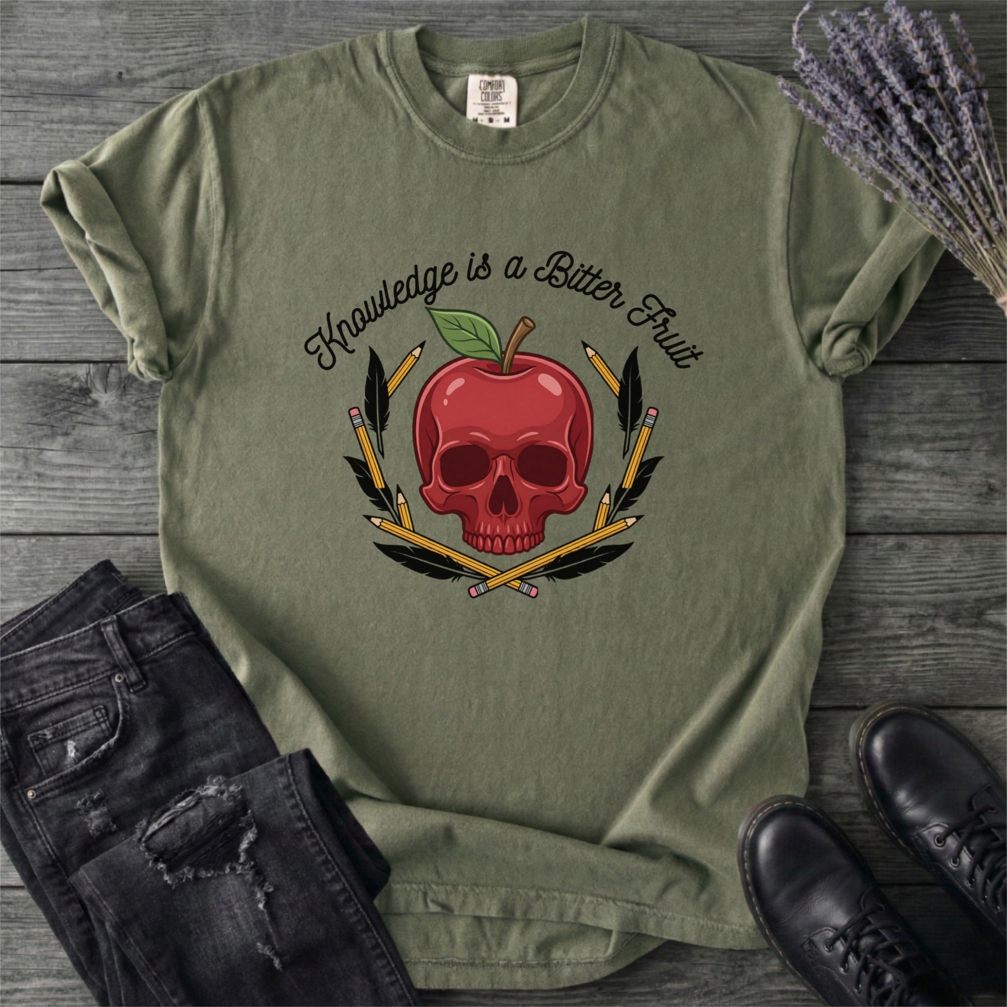 Knowledge Is A Bitter Fruit Apple Skull T-Shirt