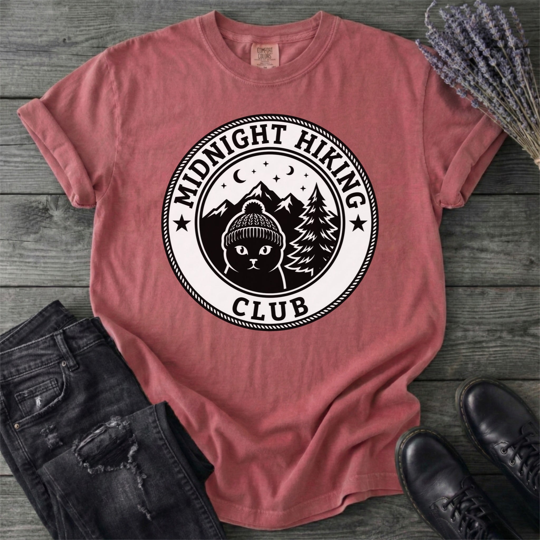 Black Cat Midnight Hiking Club T-Shirt