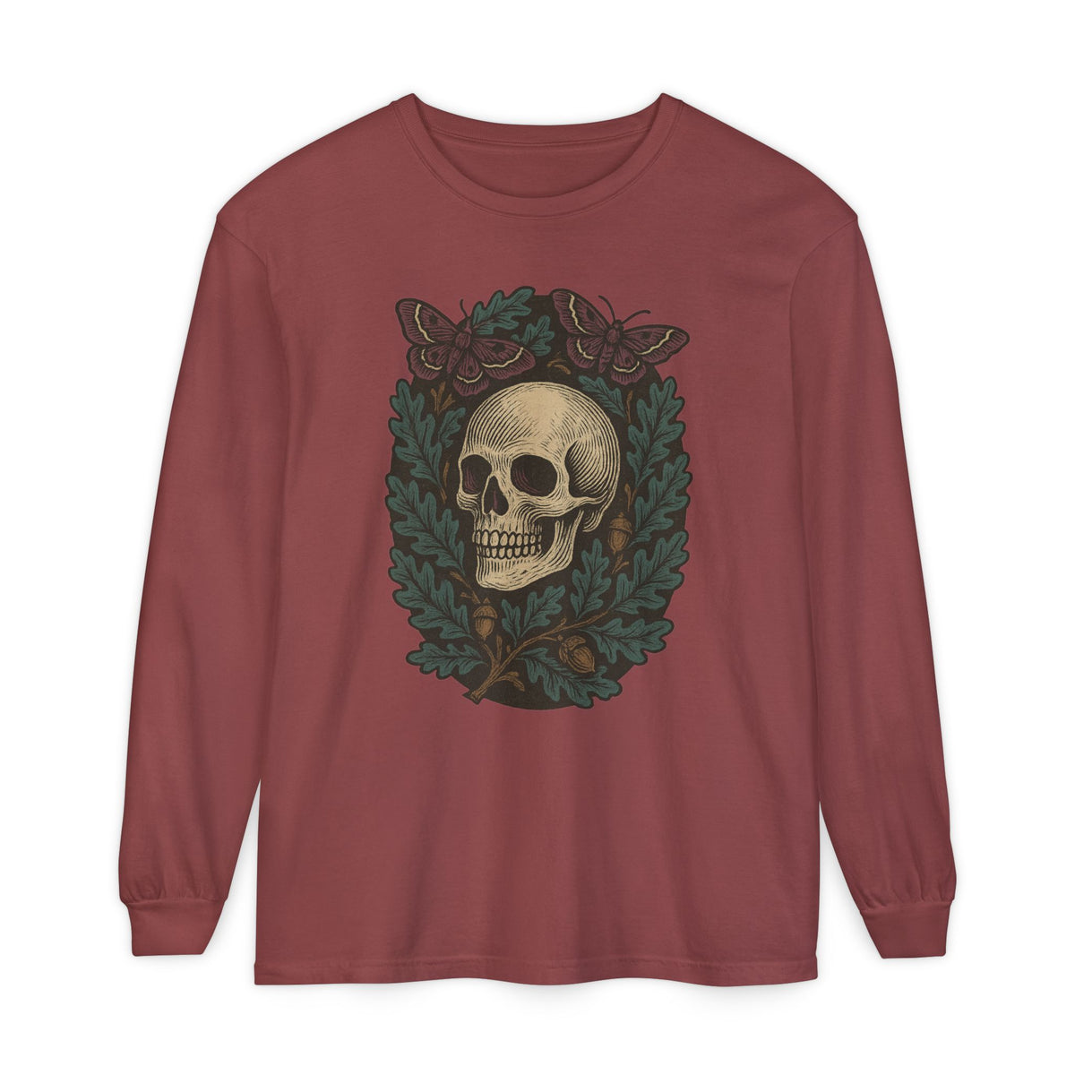 Skull And Moths Long Sleeve T-Shirt