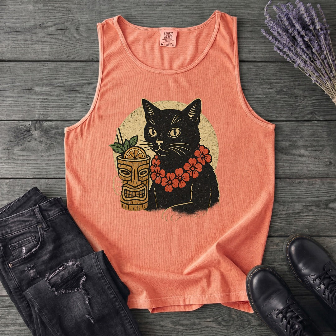 Tiki Bar Black Cat Tank Top
