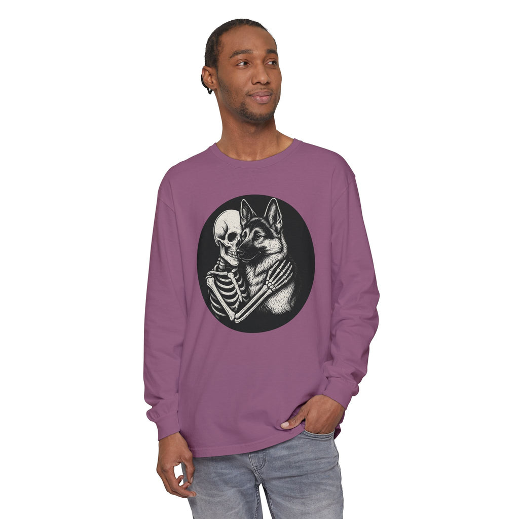 Skeleton German Shepherd Hug Long Sleeve T-Shirt