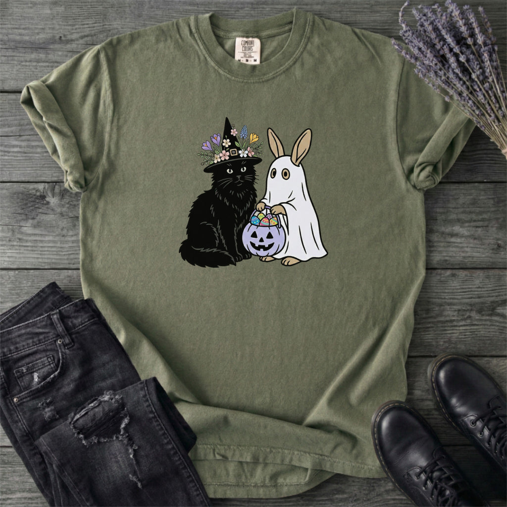 Easter Bunny And Black Cat T-Shirt