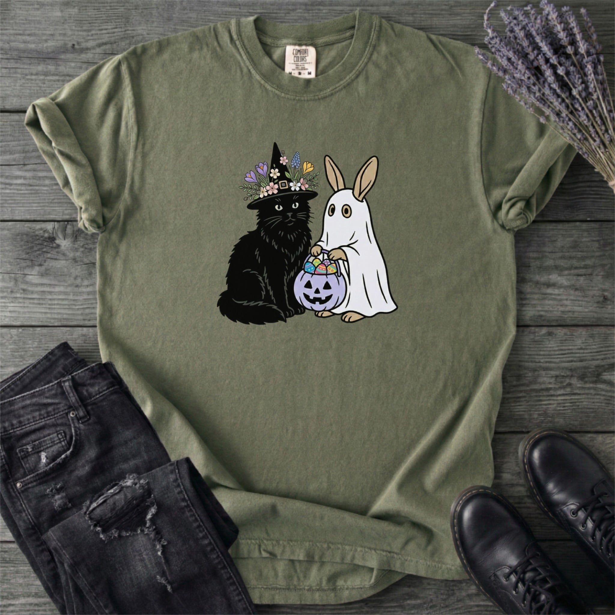 Easter Bunny And Black Cat T-Shirt