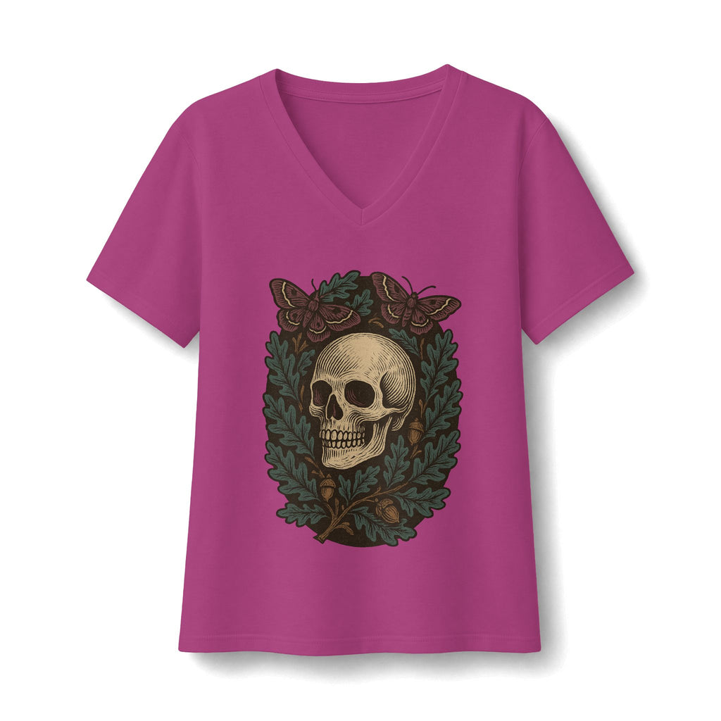 Skull And Moths V-Neck T-Shirt