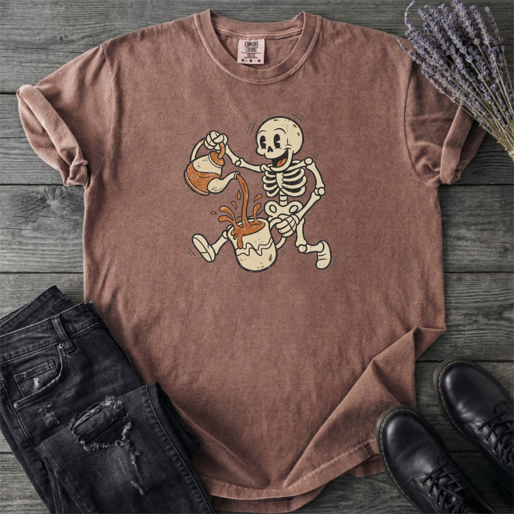Coffee Skeleton Cartoon T-Shirt