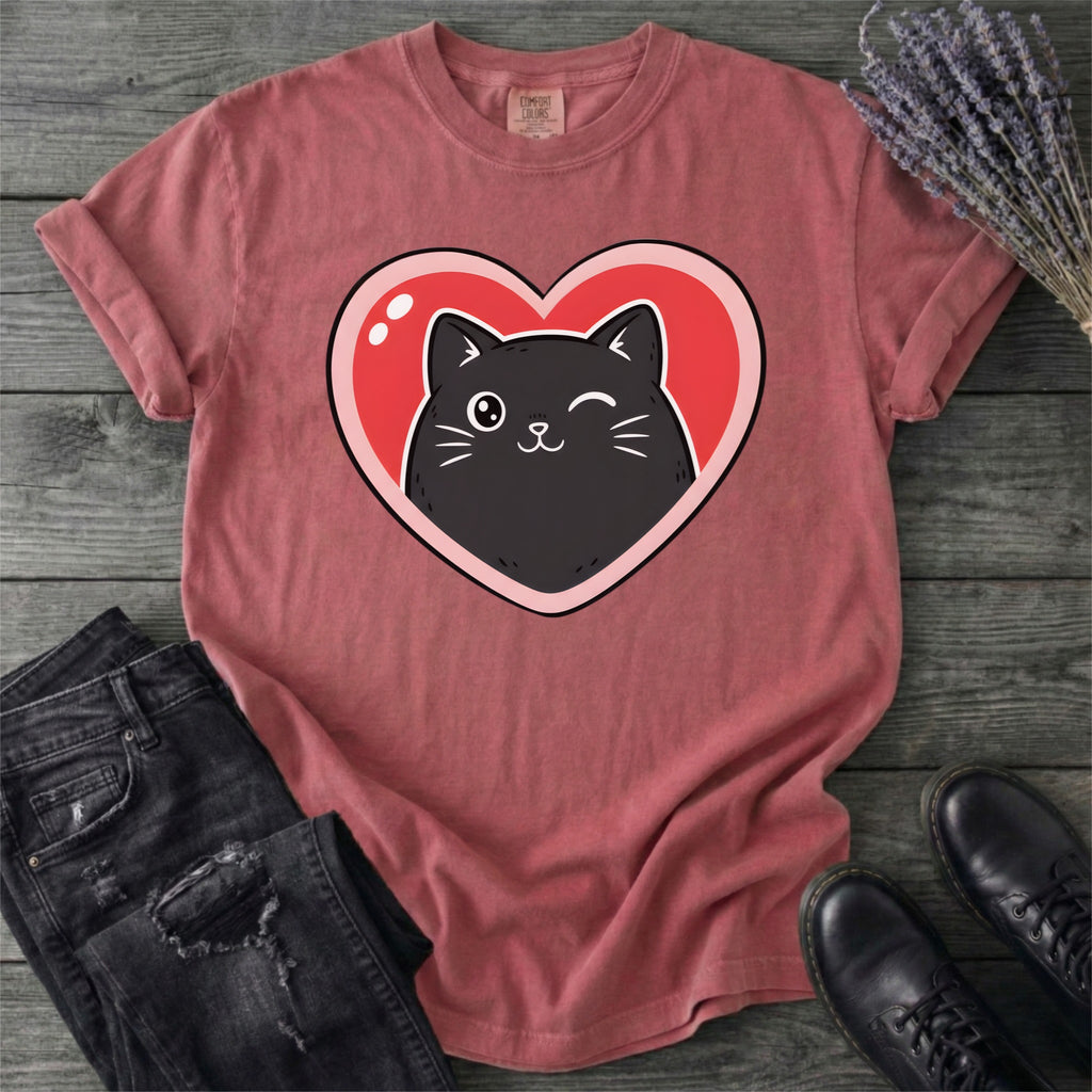 Black Cat Heart T-Shirt