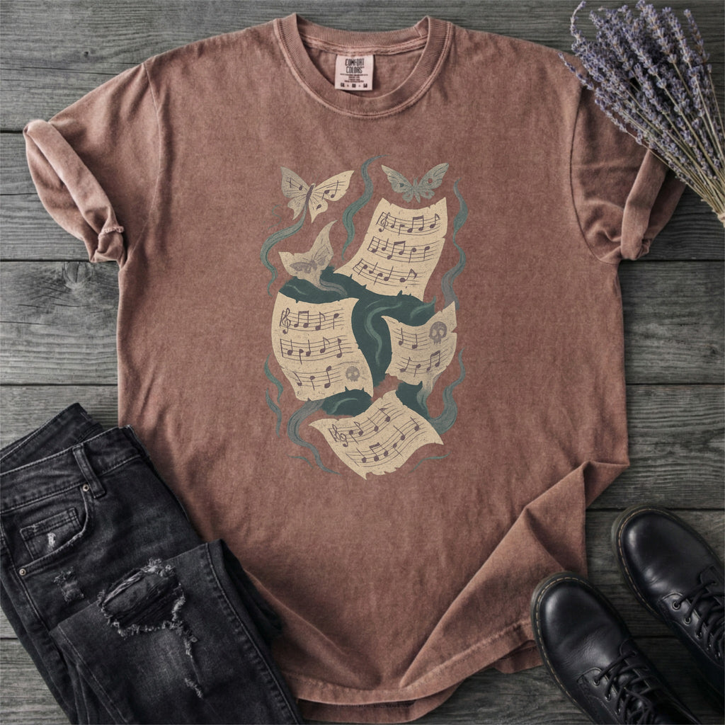 Haunted Sheet Music Moth T-Shirt