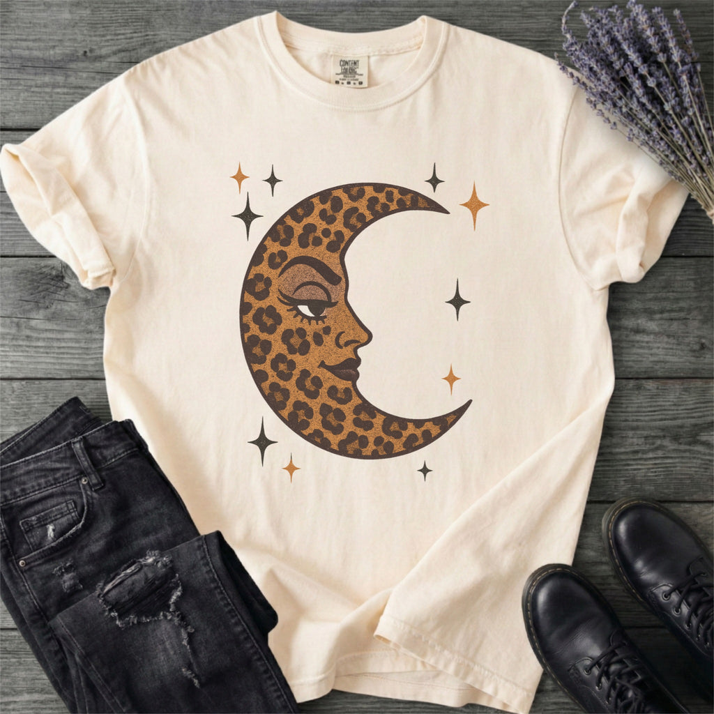 Leopard Print Crescent Moon T-Shirt