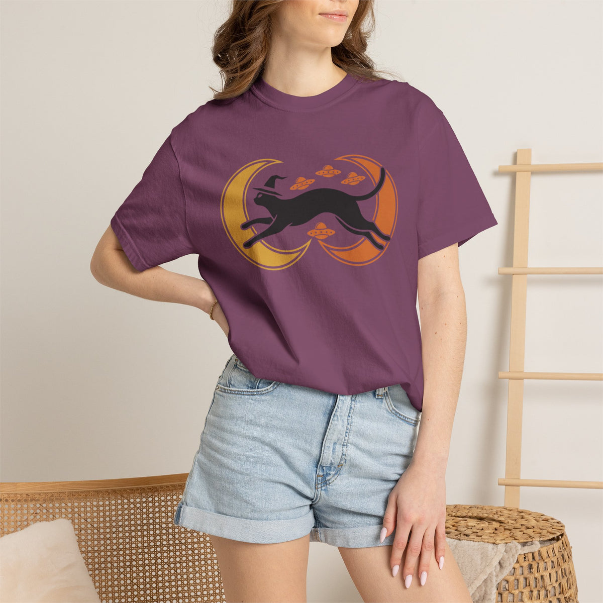 Witch Cat Celestial Ufo T-Shirt