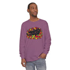 Black Cat Rolling Leaves Long Sleeve T-Shirt