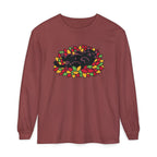 Black Cat Rolling Leaves Long Sleeve T-Shirt