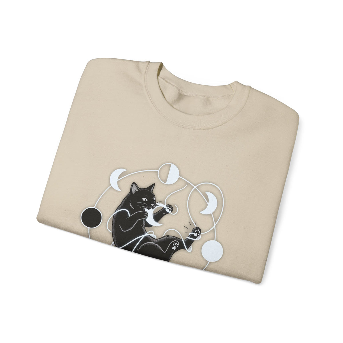 black cat pouncing on moon phases Sweatshirt