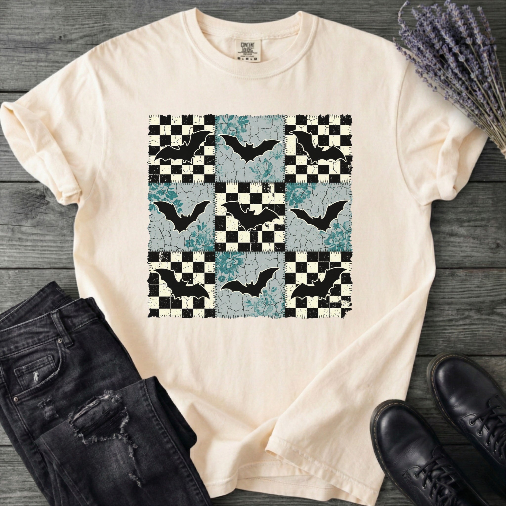 Distressed Bat Grid T-Shirt