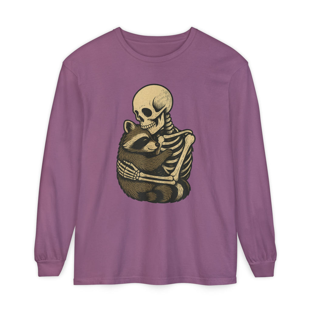 Skeleton Raccoon Hug Long Sleeve T-Shirt