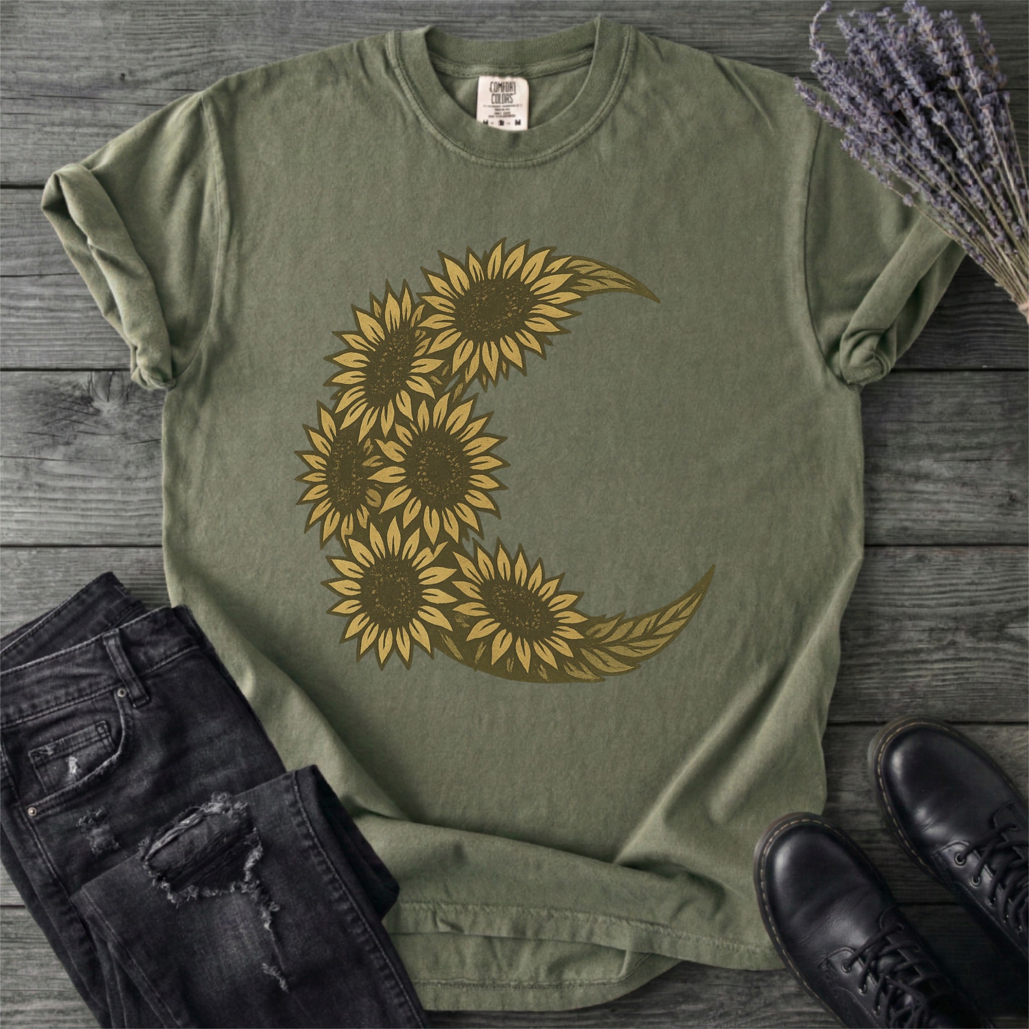 Crescent Moon Sunflowers T-Shirt