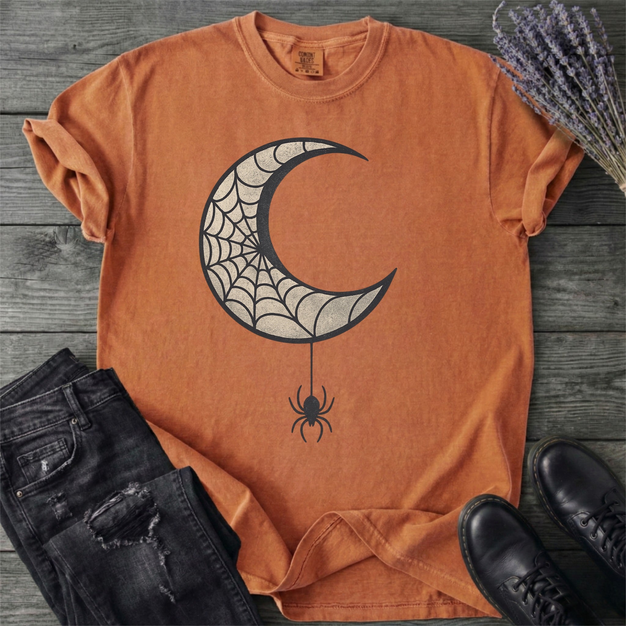 Spiderweb Crescent Moon T-Shirt