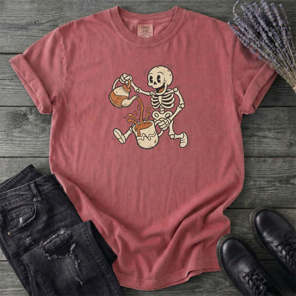 Coffee Skeleton Cartoon T-Shirt