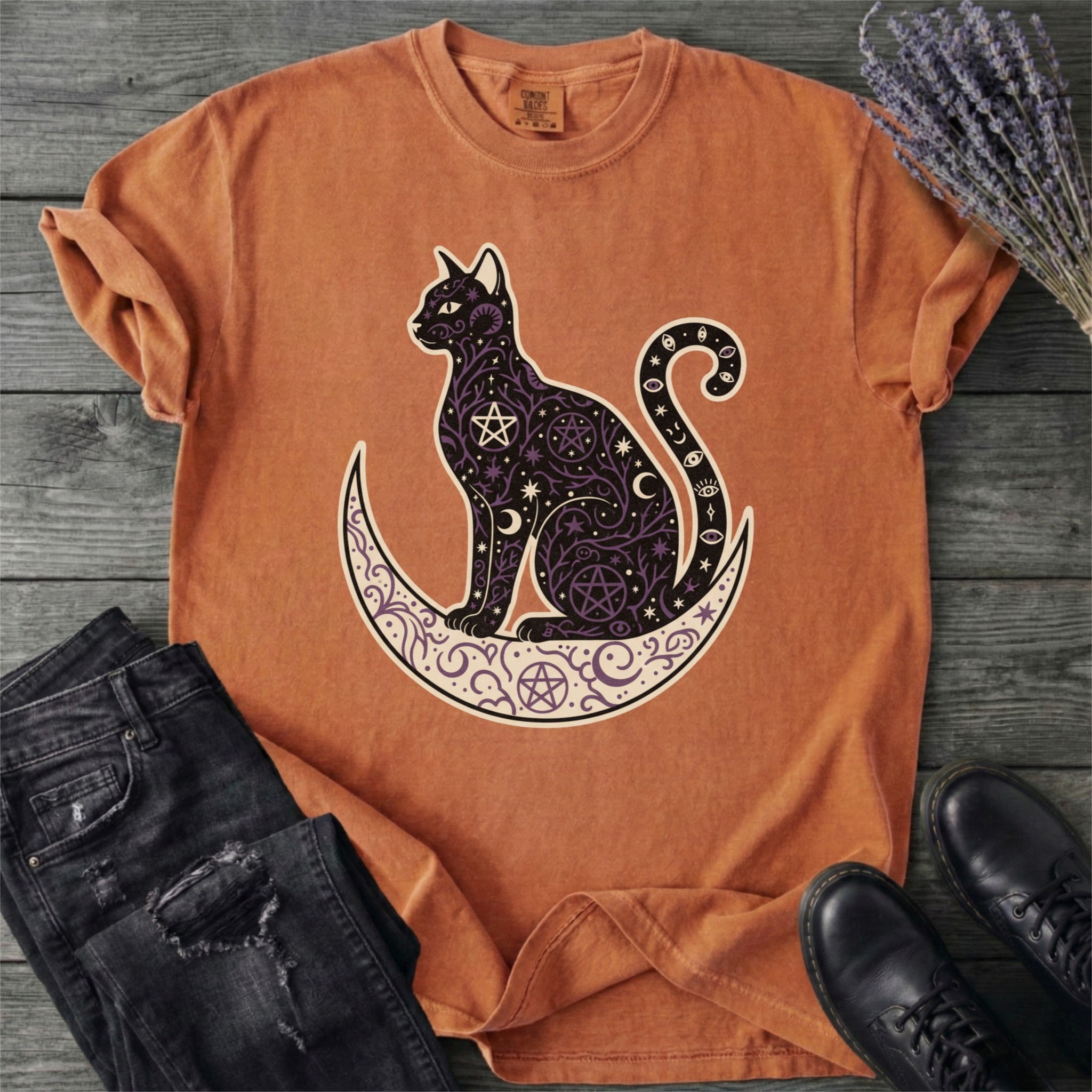 Celestial Cat Silhouette T-Shirt