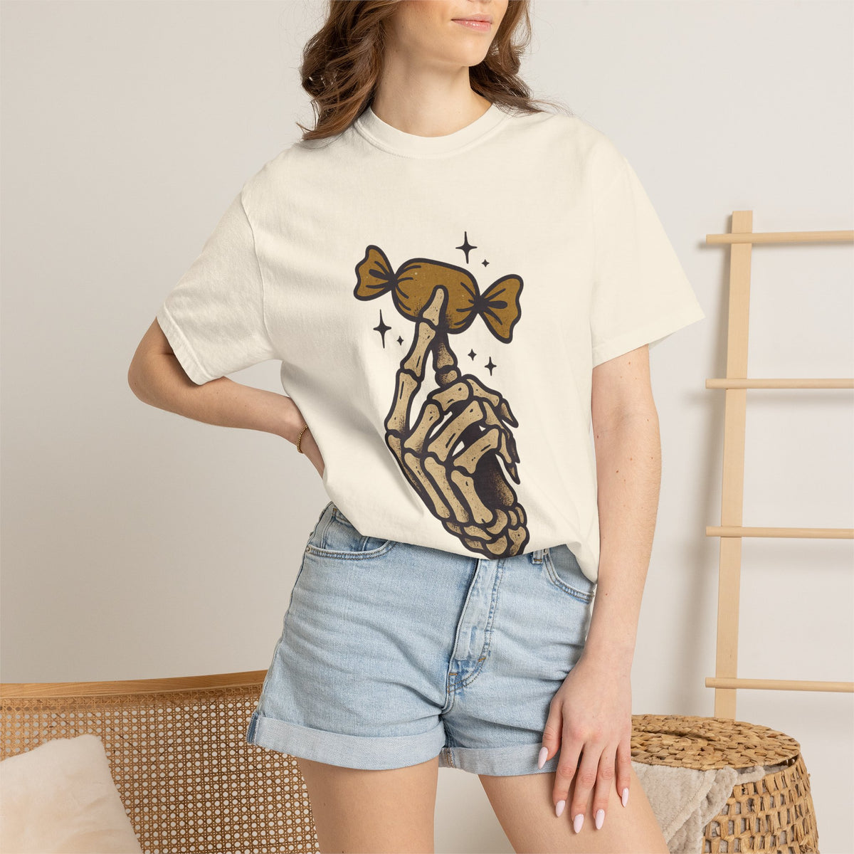 Skeleton Hand Holding Candy T-Shirt