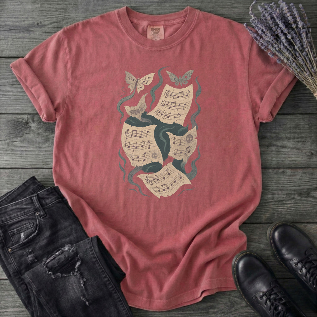 Haunted Sheet Music Moth T-Shirt
