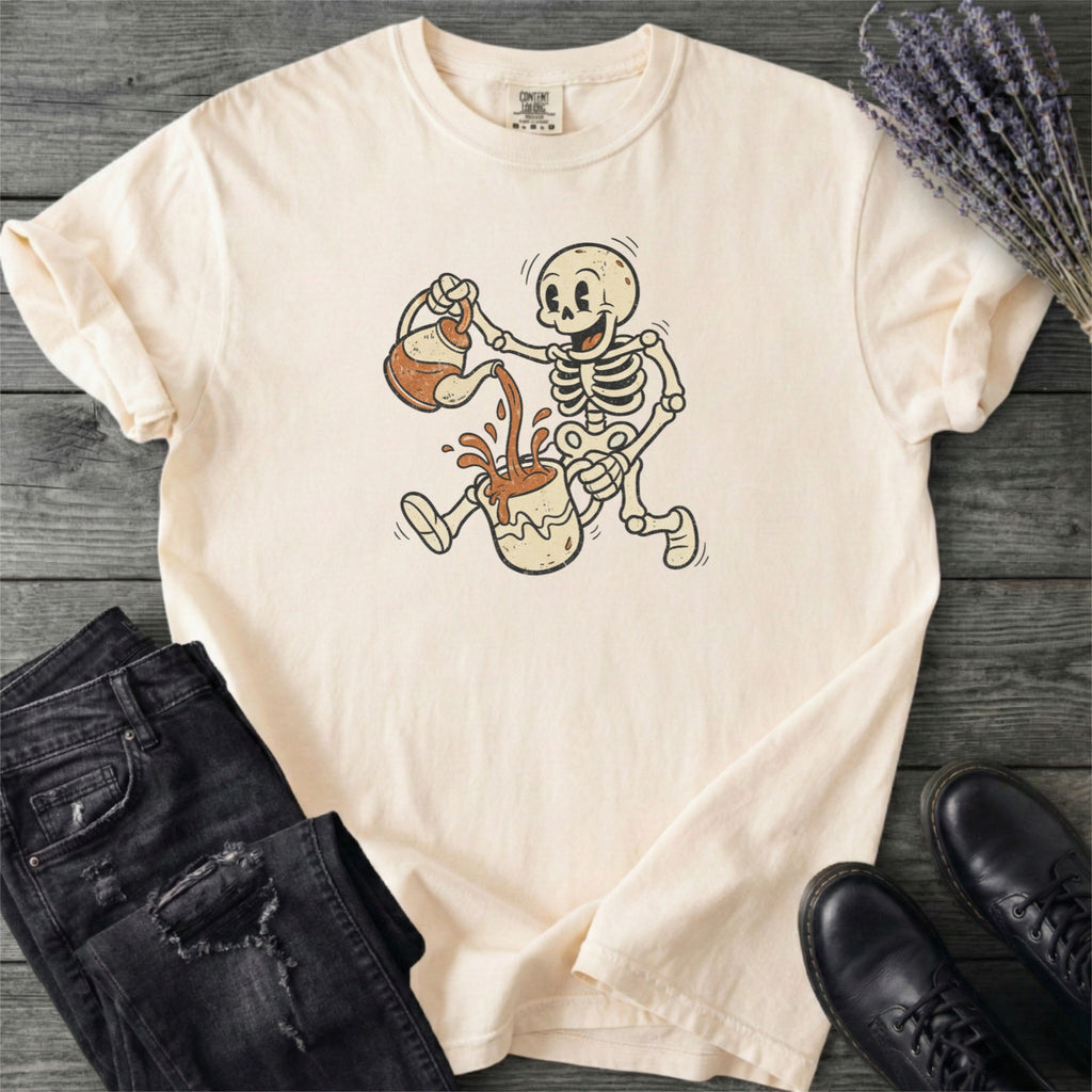 Coffee Skeleton Cartoon T-Shirt